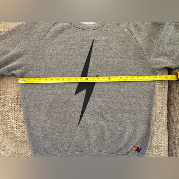 Aviator Nation 🌈 Grey Black Bolt Neon Chevron Sweatshirt Size Extra Large - Picture 5 of 6
